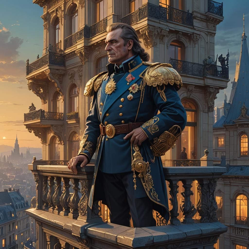French Dictator Overlooking Mystical Cityscape