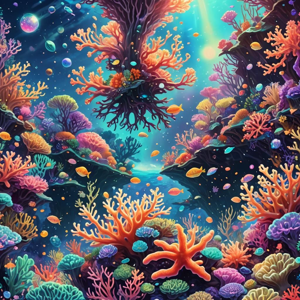 Cosmic Coral Reef: A Celestial Pixar-Inspired Dream