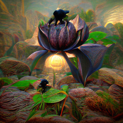 Striking Black Lotus Flower Close-Up