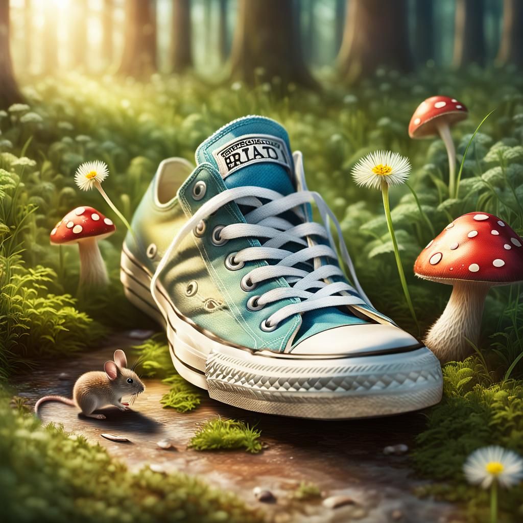 Miniature Forest Growing Inside Old Sneaker