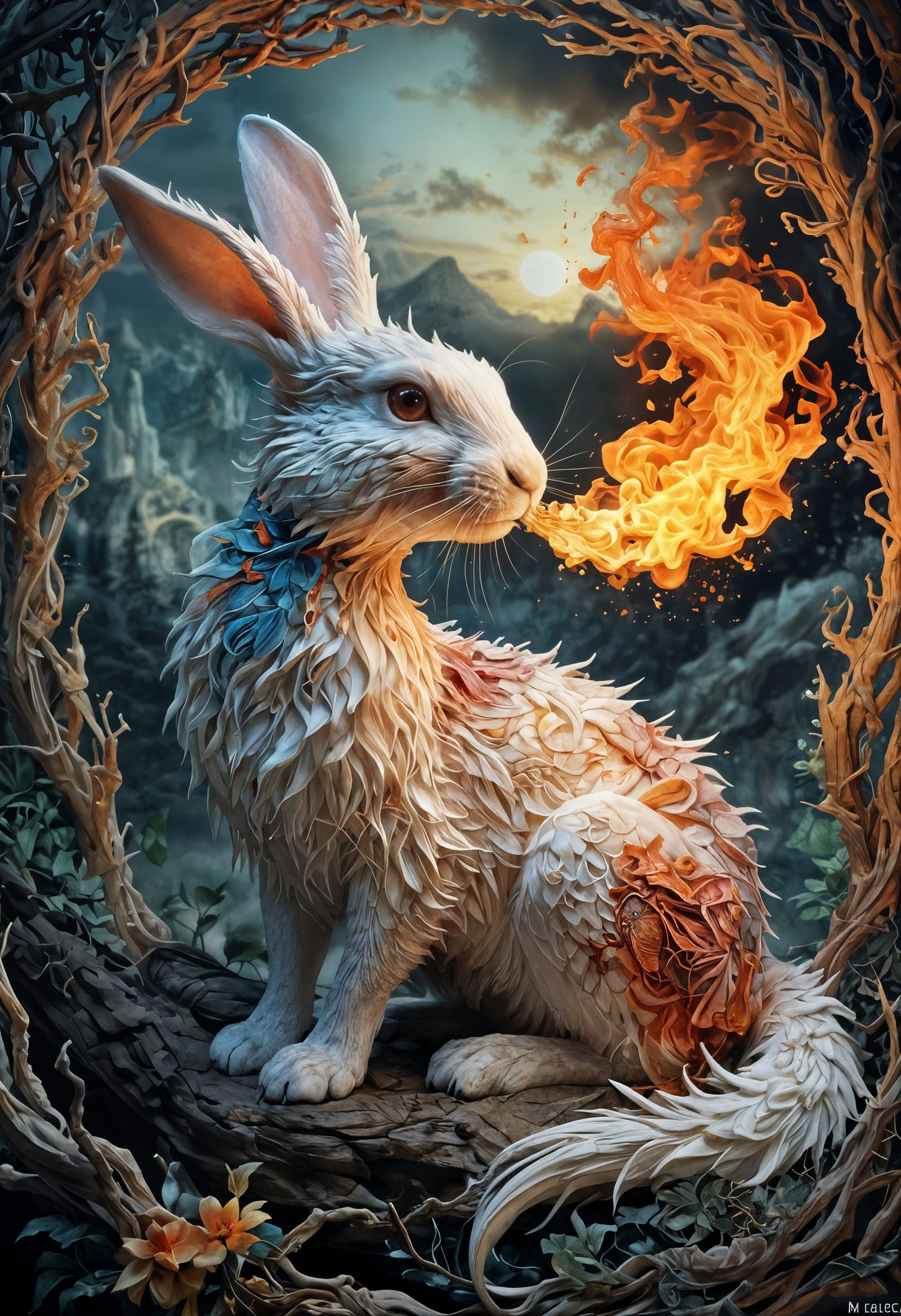 Fire Breathing Rabbit-Dragon in Applique Needlework