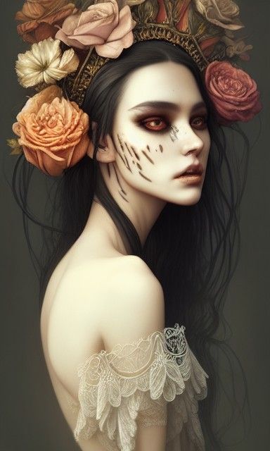 Ethereal Priestess with Mold Crown in Gothic Style