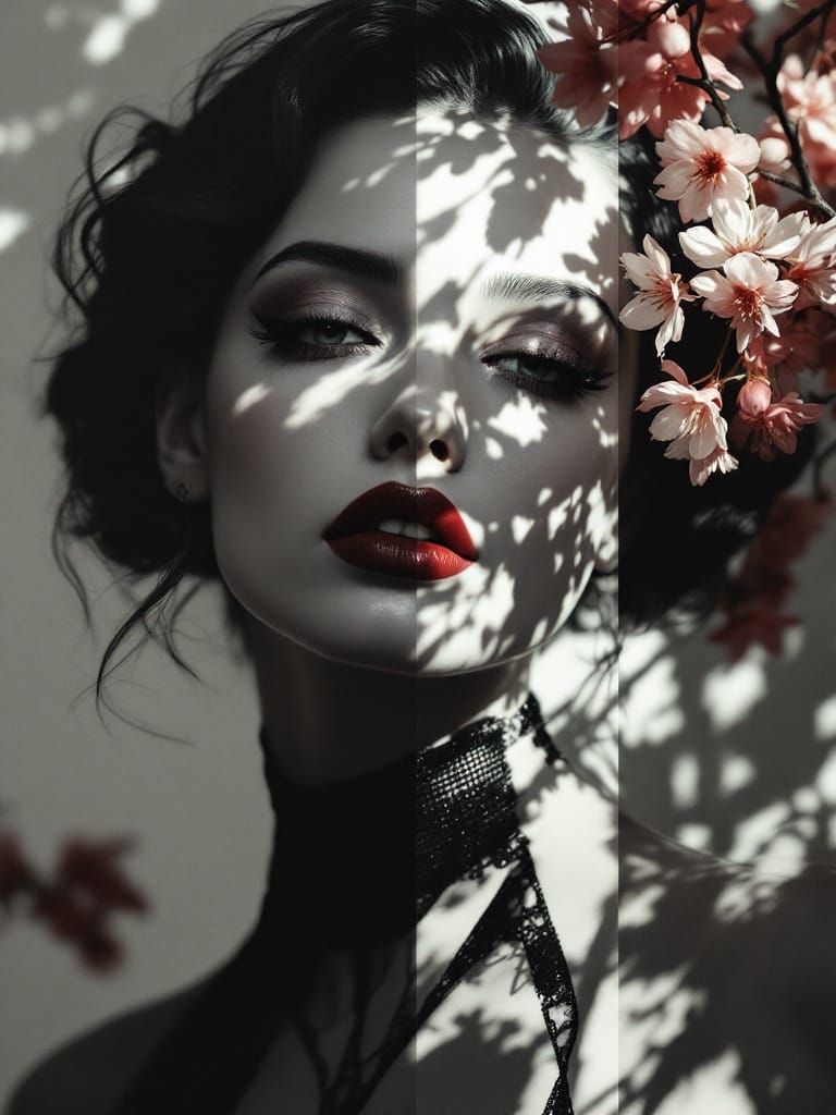 Geometric Pin-Up in Film Noir Style