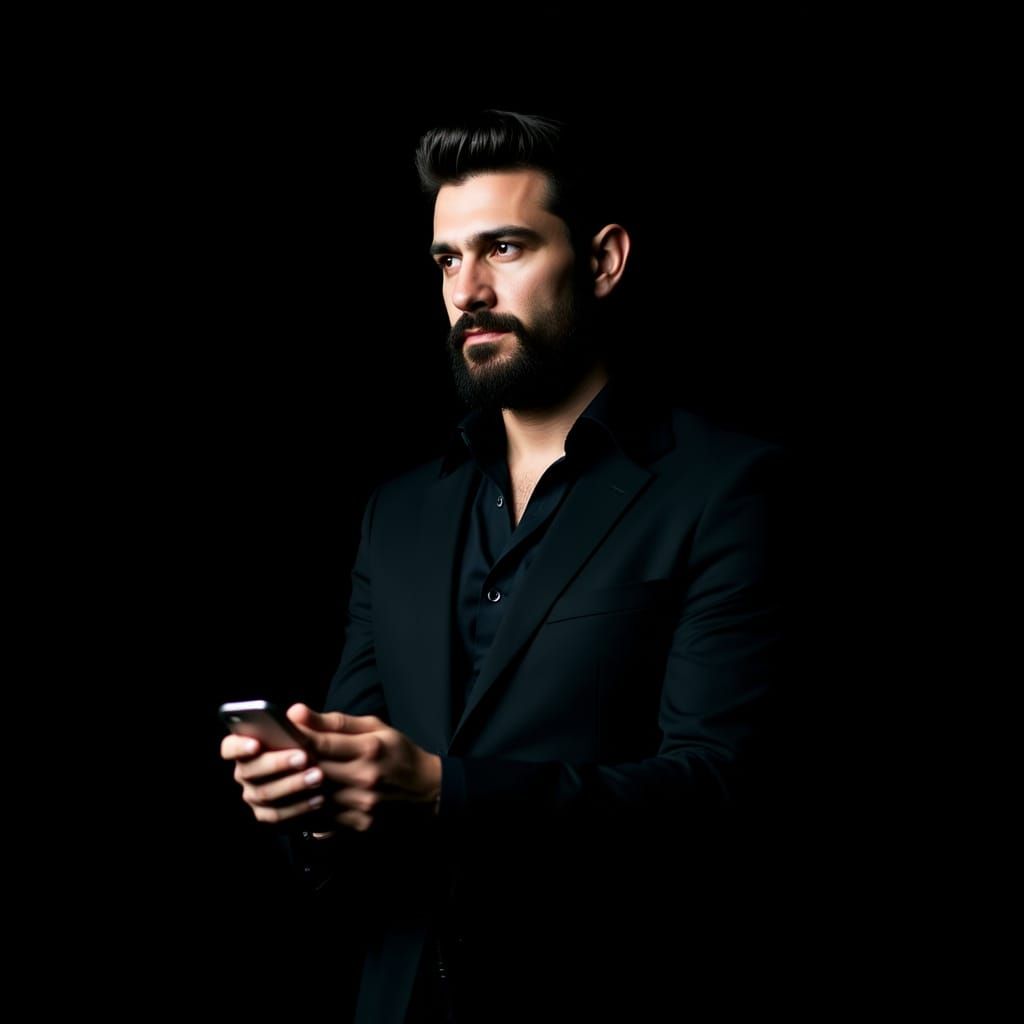 Professional Portrait of a Bearded Man in Dark Suit