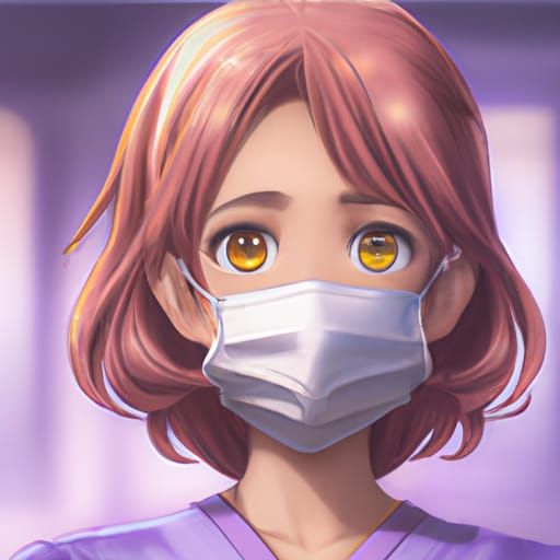 Surgical Nurse in Anime Key Visual Style