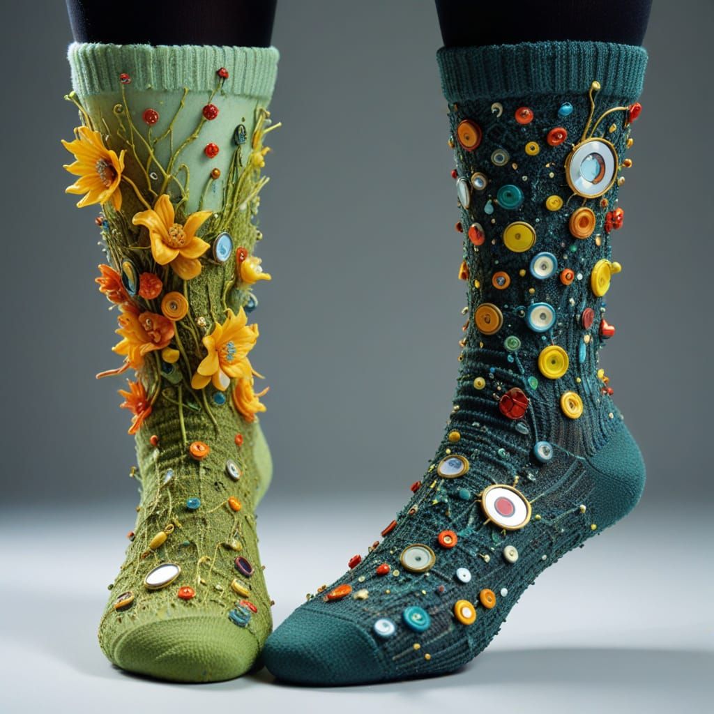 Surreal Socks in Salvador Dali Style Glitch Art