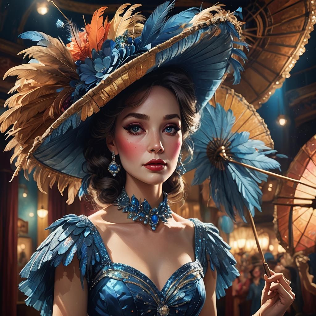 Dolly in Sparkling Blue Dress: Hyperrealistic Concept Art