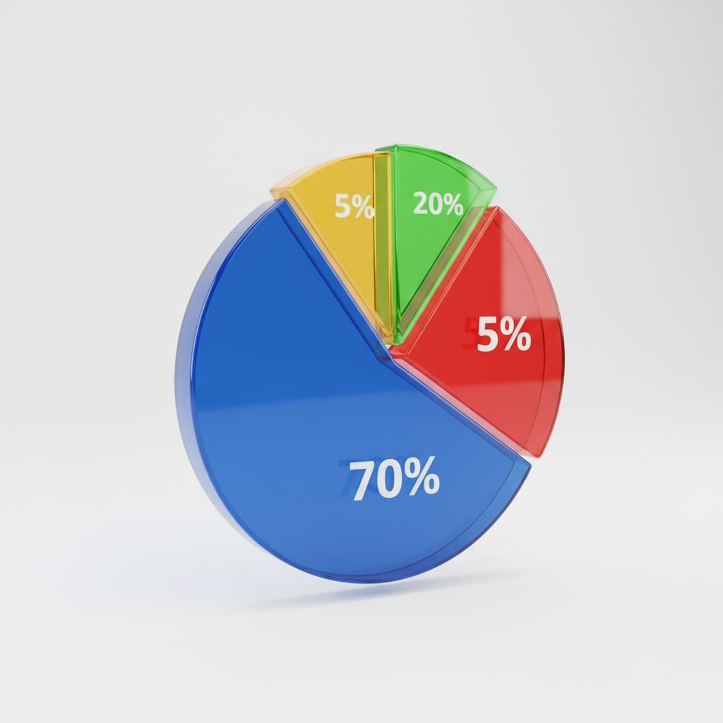 Cheerful 3D Pie Chart with Transparent Glass