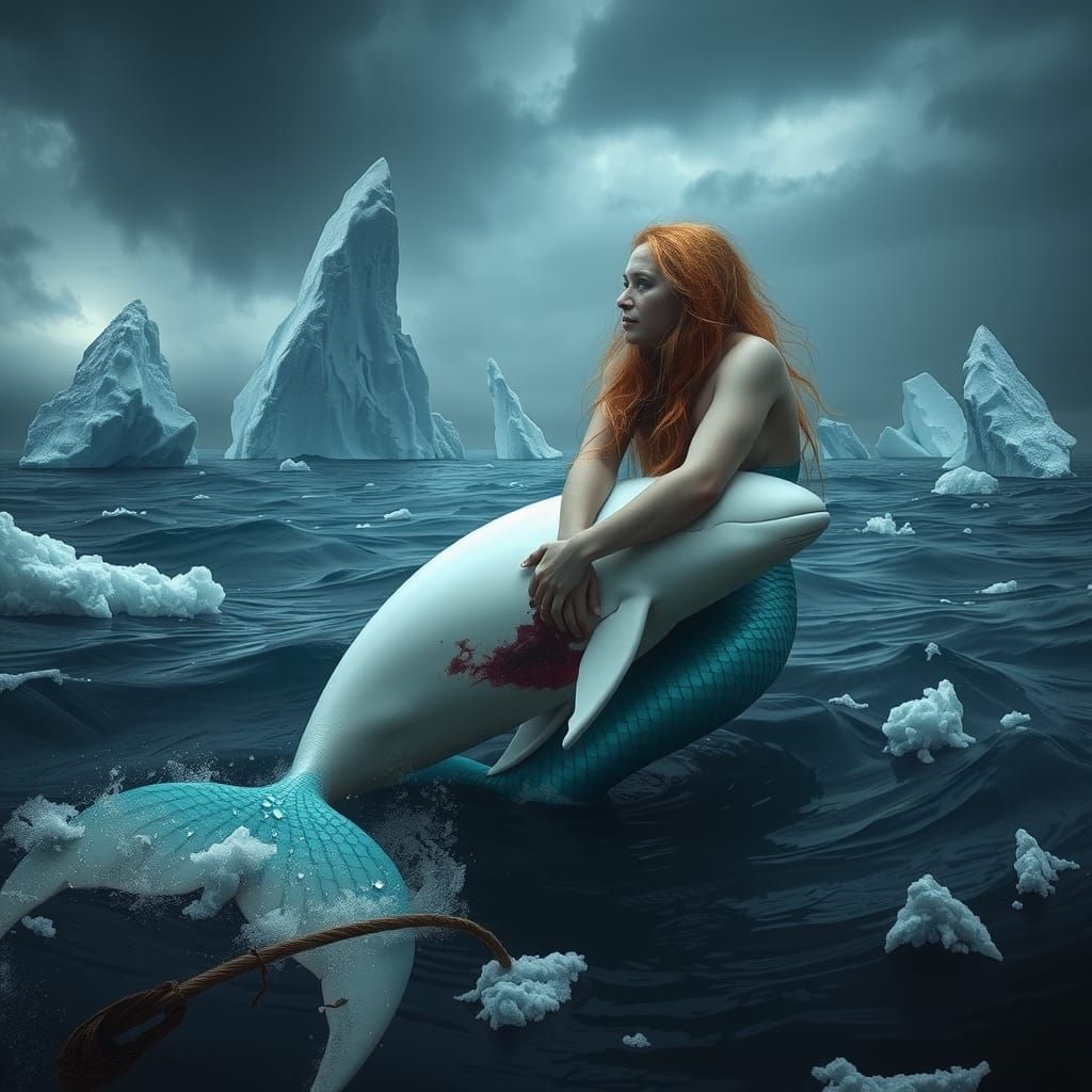Mermaid's Lament: A Tragic Underwater Scene