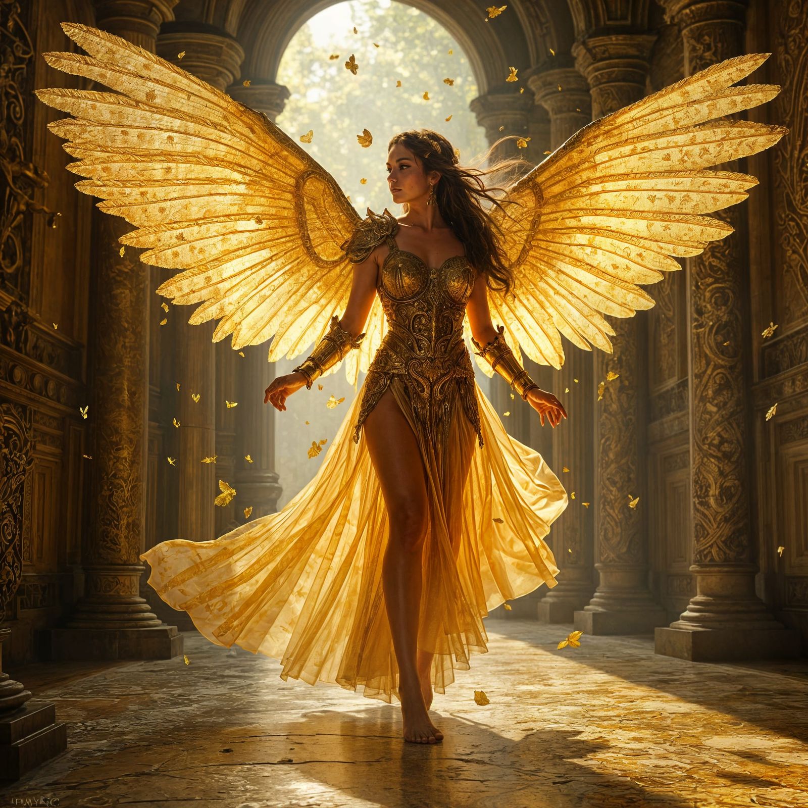 Valkyrie Dances in Klimt-Inspired Gallery