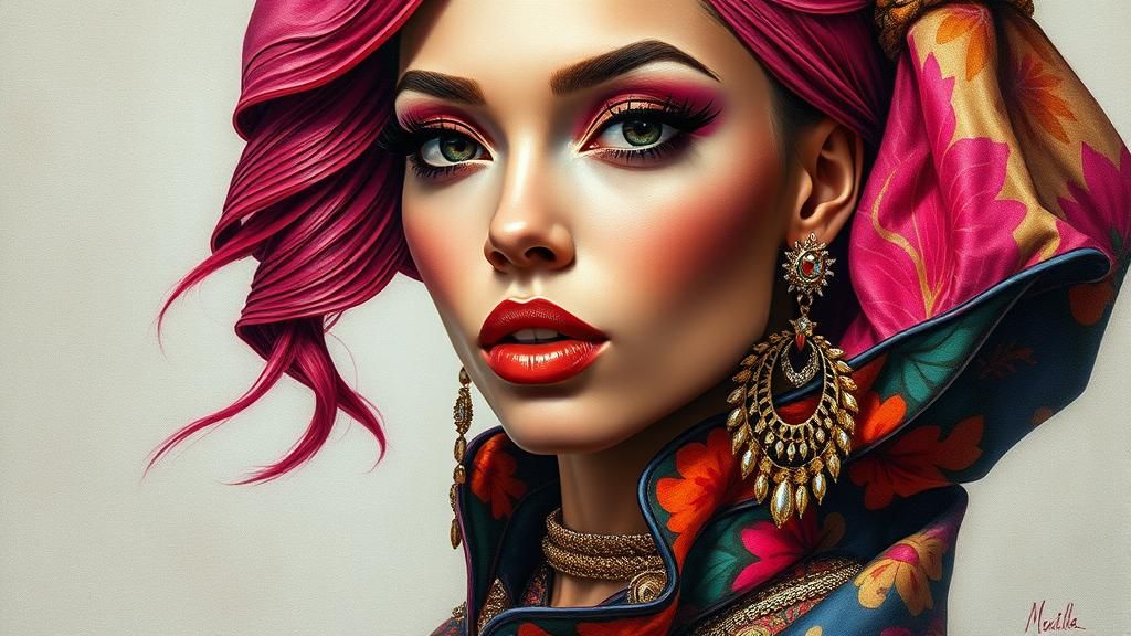 Stunning Woman in Futuristic Jewelry: Impressionist Portrait