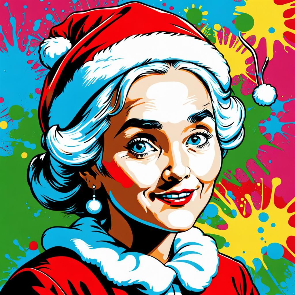 Mrs. Claus in Pop Art Style