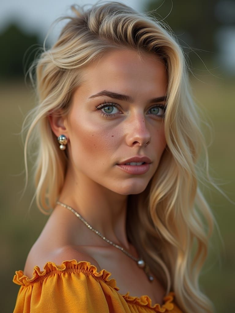 Stunning Blonde Portrait in Rural Cottage Setting