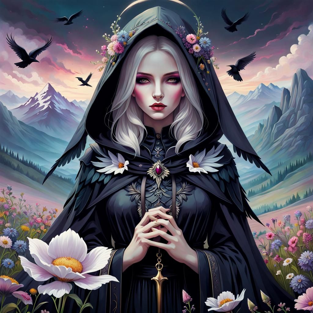 Moody Angel of Death in Gothic Landscape