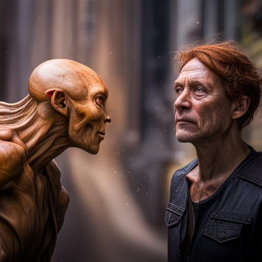 Hyperrealistic Alien Portrait in Splash Art Style