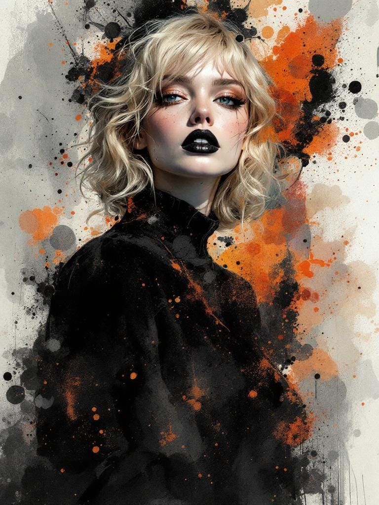 1950s Pin-Up Woman in Black Dress