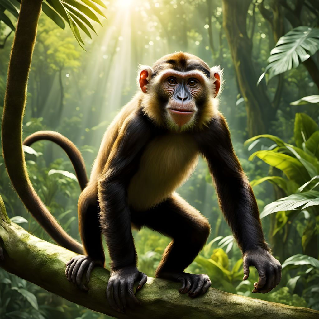 Exotic Amazon Jungle Scene with a Agile Monkey