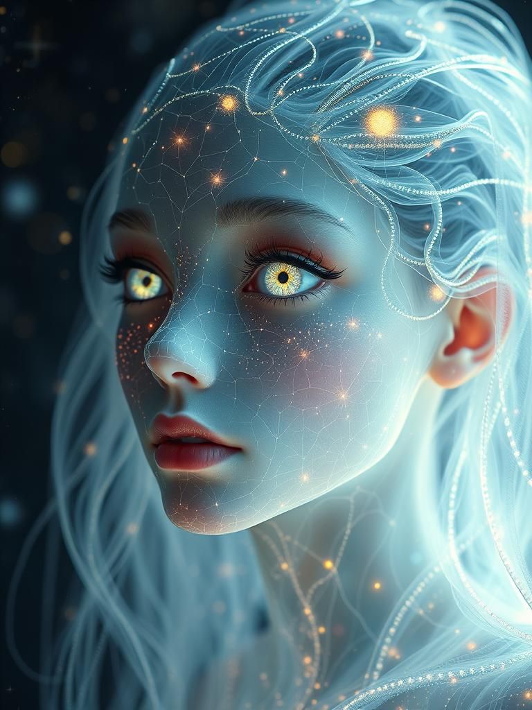 Surreal Celestial Portrait in Deep Space, Digital Art