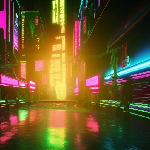 Cyberpunk Neon Cityscape on Alien Planet