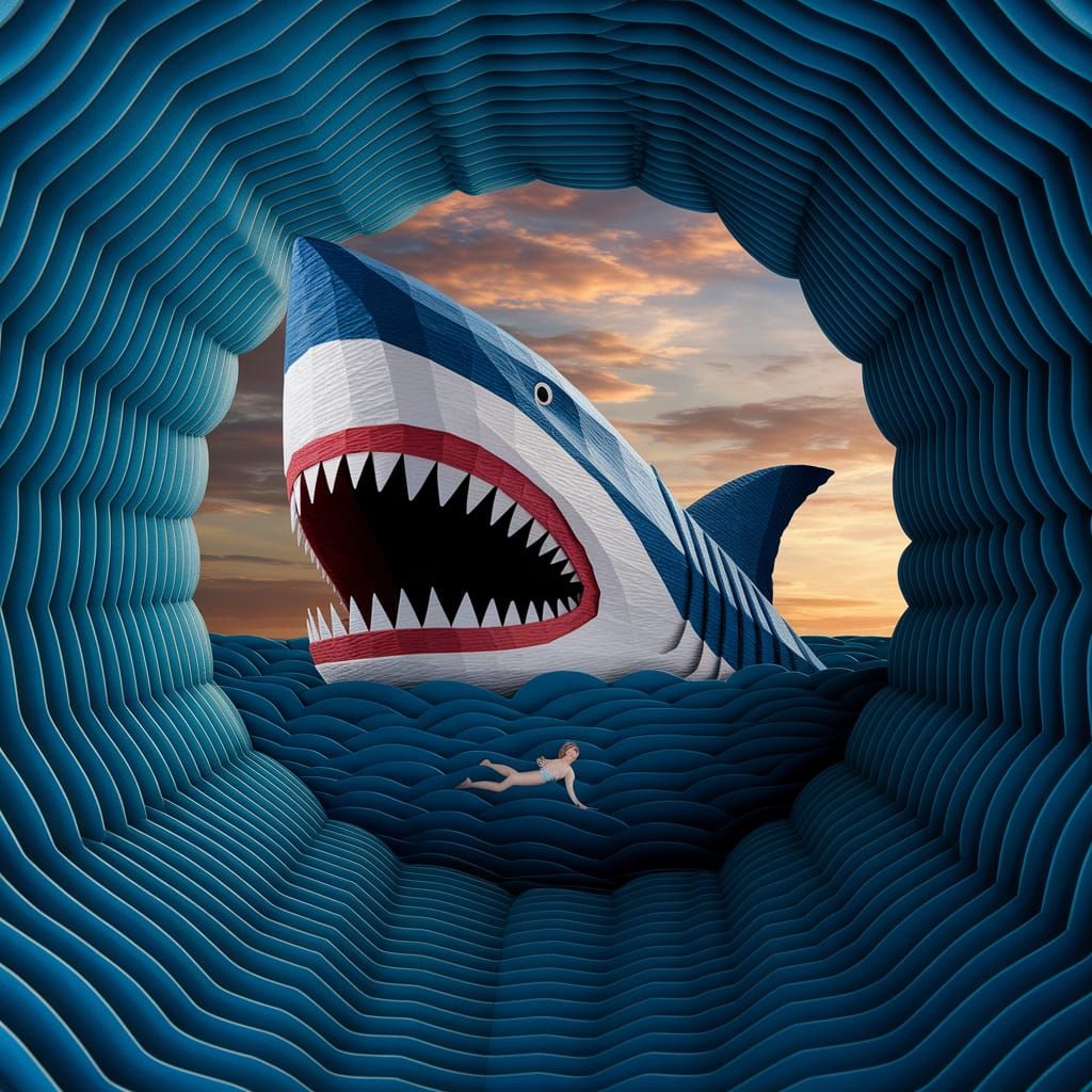 Stunning 3D Paper Craft 'Meg' Movie Poster