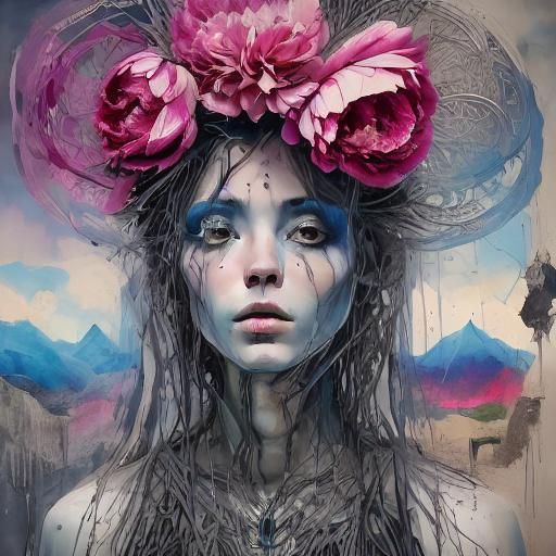 Surreal Landscape with Elastic Flora in Dali Style