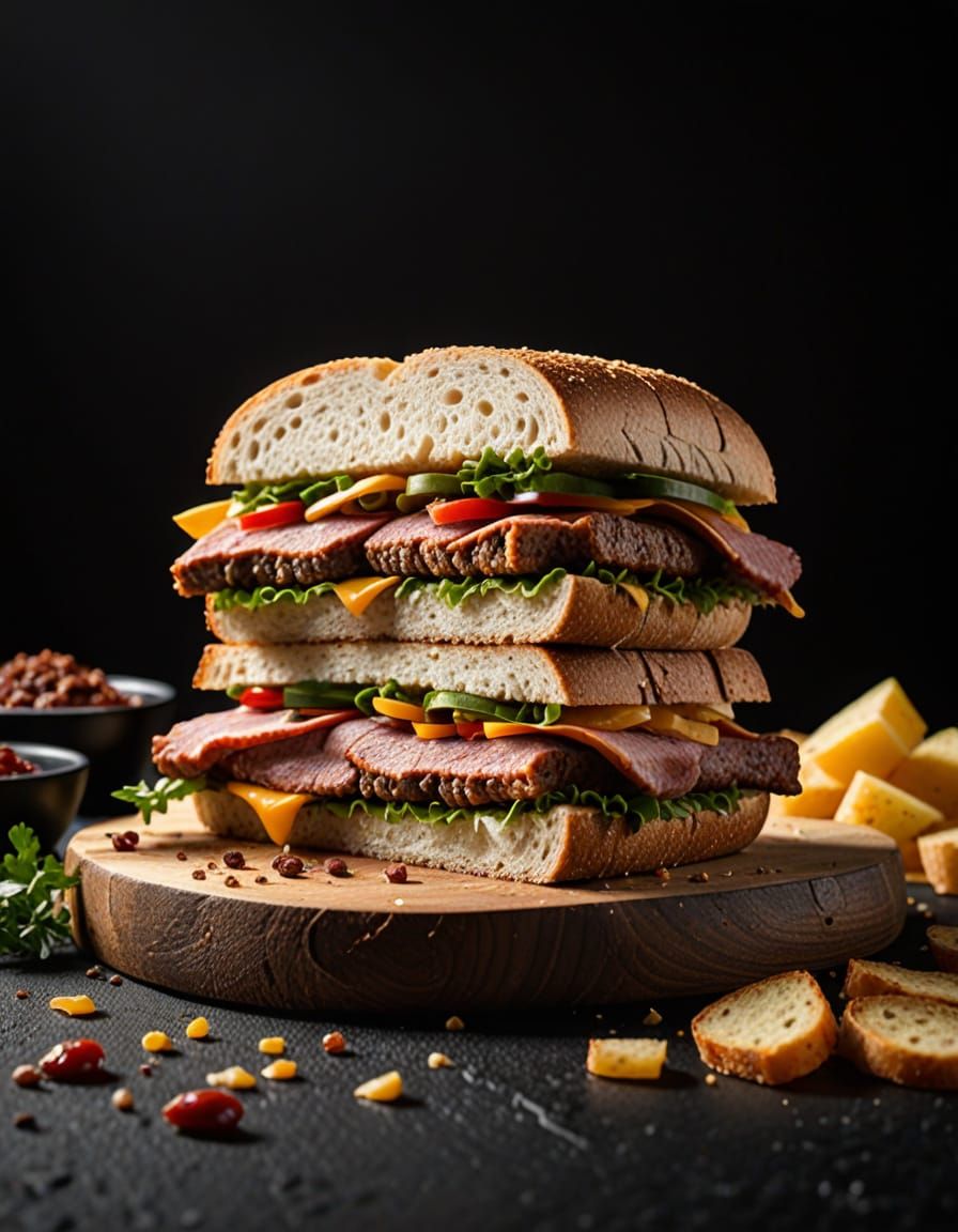 Hyperrealistische Foodfotografie of a Juicy Sandwich