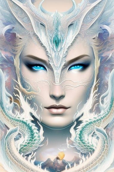 Dragon Portrait Formed From Swirling Water in Fantasy Art