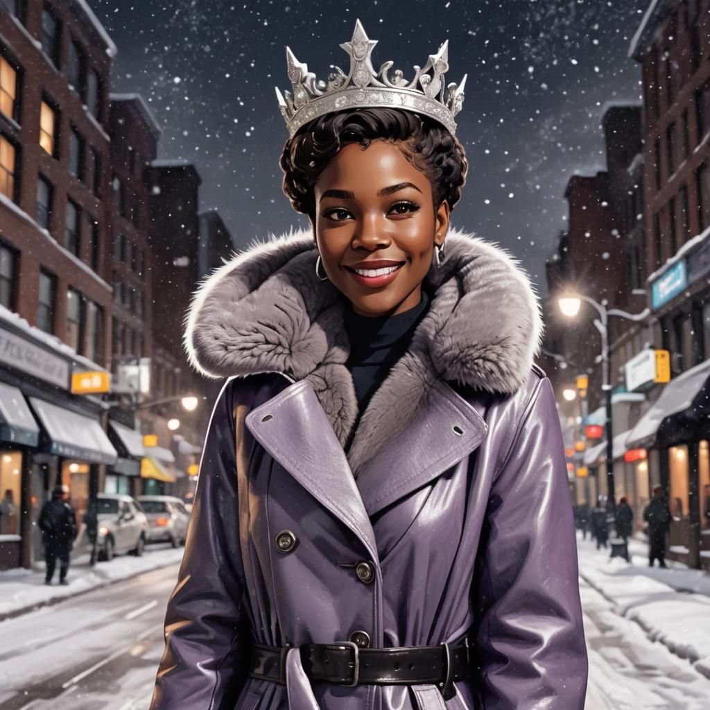 Black Woman with Silver Crown in Candy Art Style