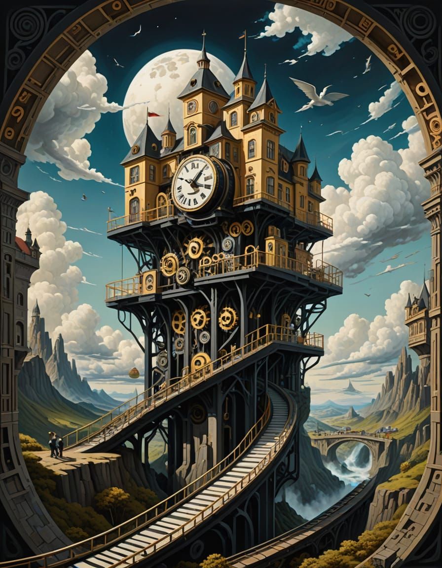 Surreal Escher-Inspired Artwork of Impossible Structures and...