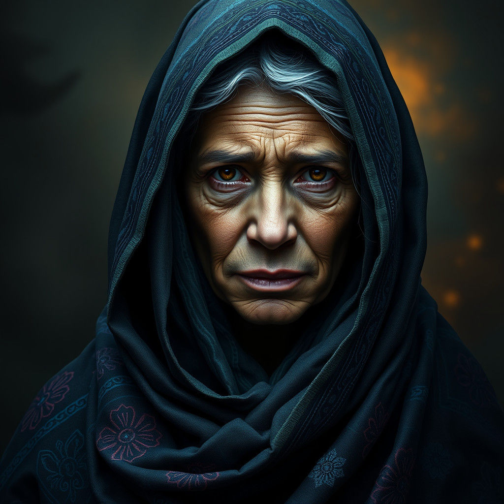 Resilient Mother Portrait in Hyper-Realistic Style