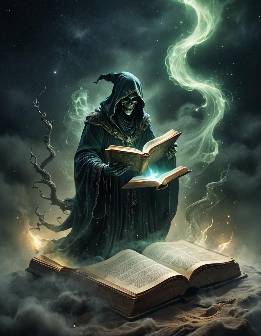 Eerie Specter Emerges from Sorcerer Book