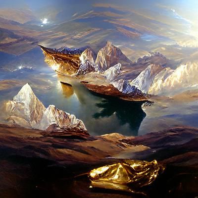 Mountains and Lake: Oil Painting by Gurney Style