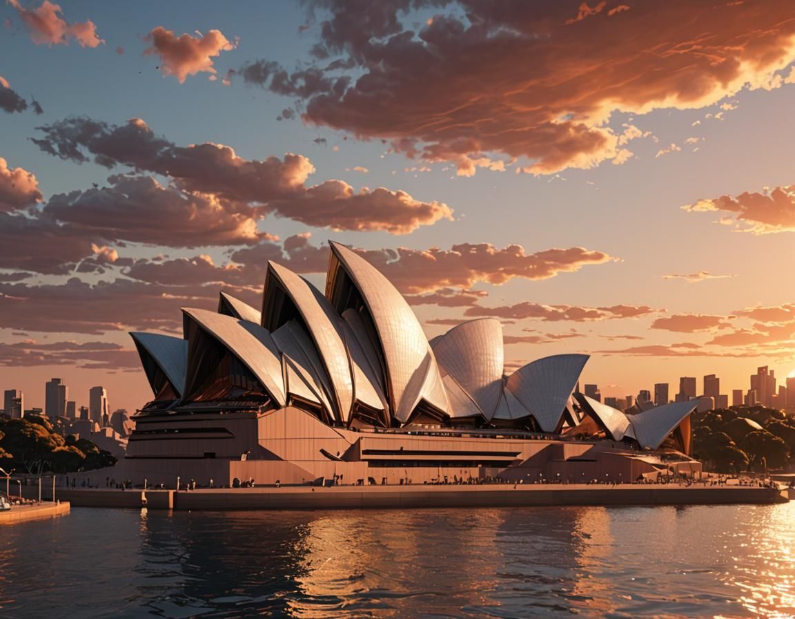 Sydney Opera House at Sunset: 3D Video Game Graphics