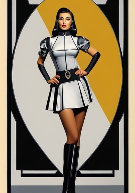 Retro Sci-Fi Pinup Girl on the Moon