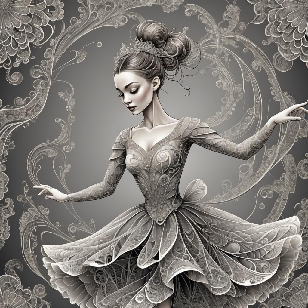 Ballerina's Spectacular Spin: Abstract Vector Art