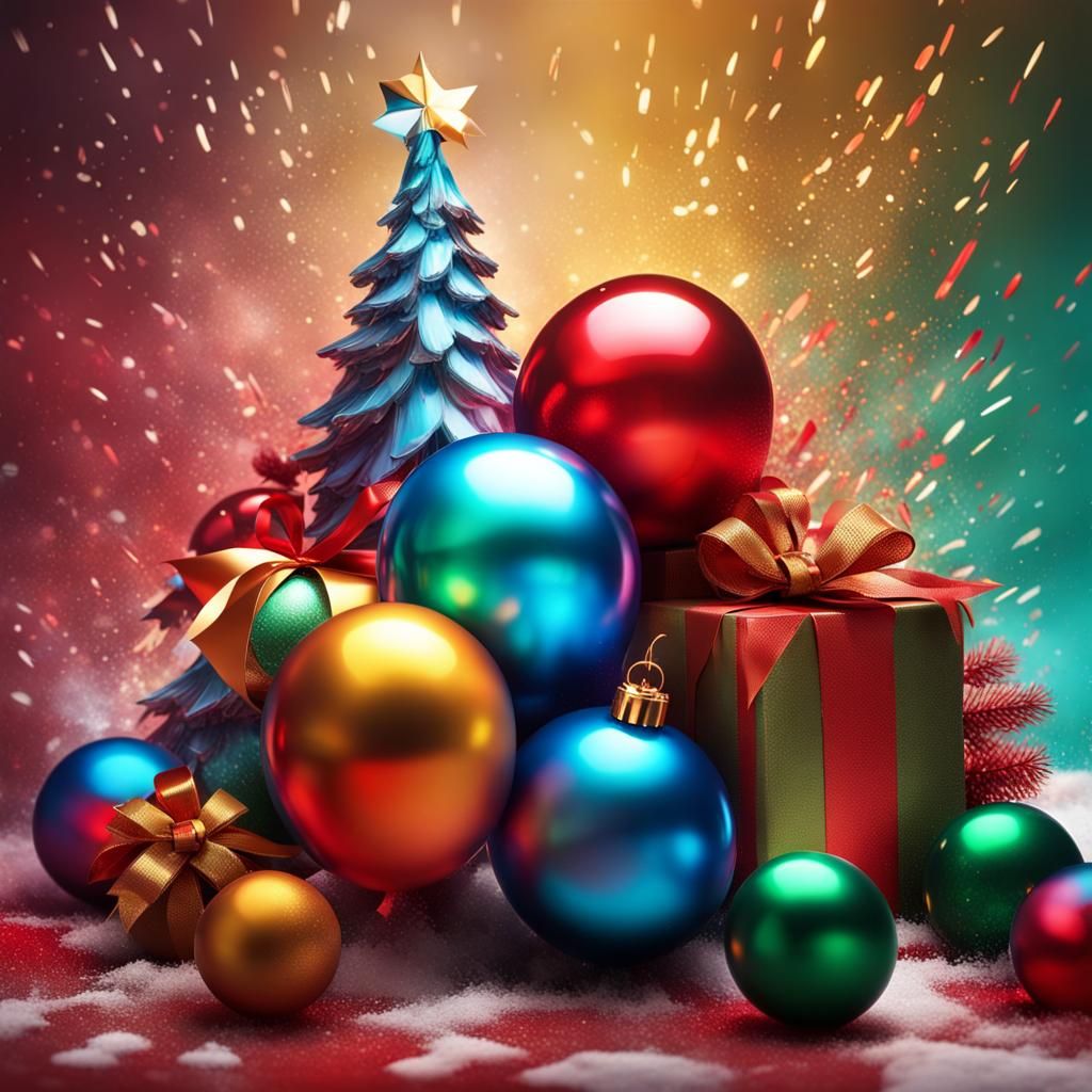 Festive Christmas Party in Hyperrealistic Splash Art