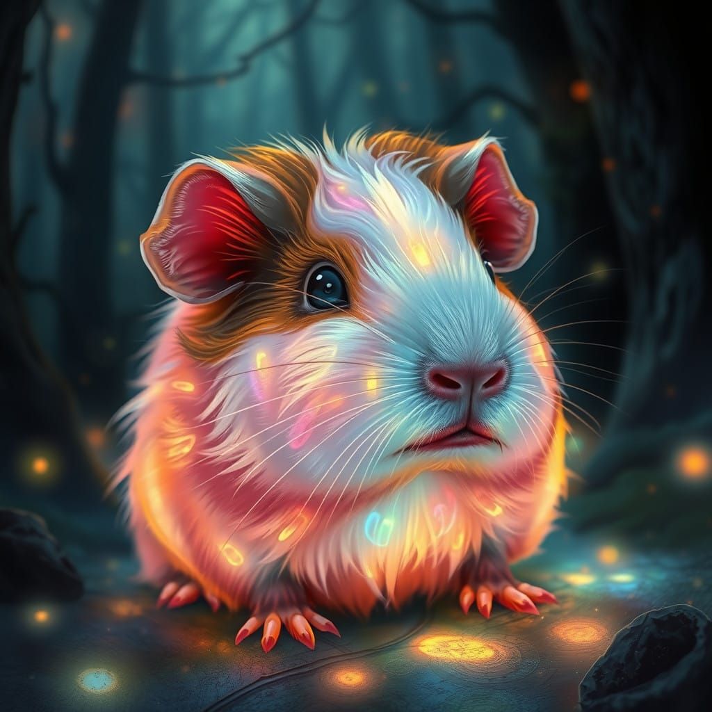 Whimsical Guinea Pig Illuminates Enchanted Forest