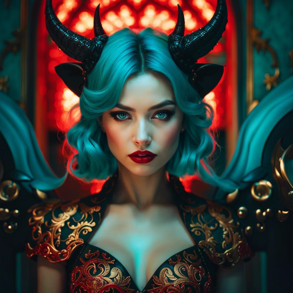 Hyperrealistic Demoness Portrait in Digital Art Style