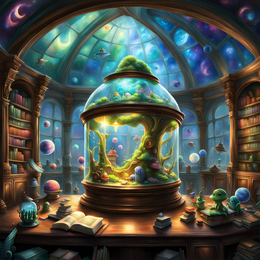 Cosmic Alien Life in Ethereal Fantasy Biodome