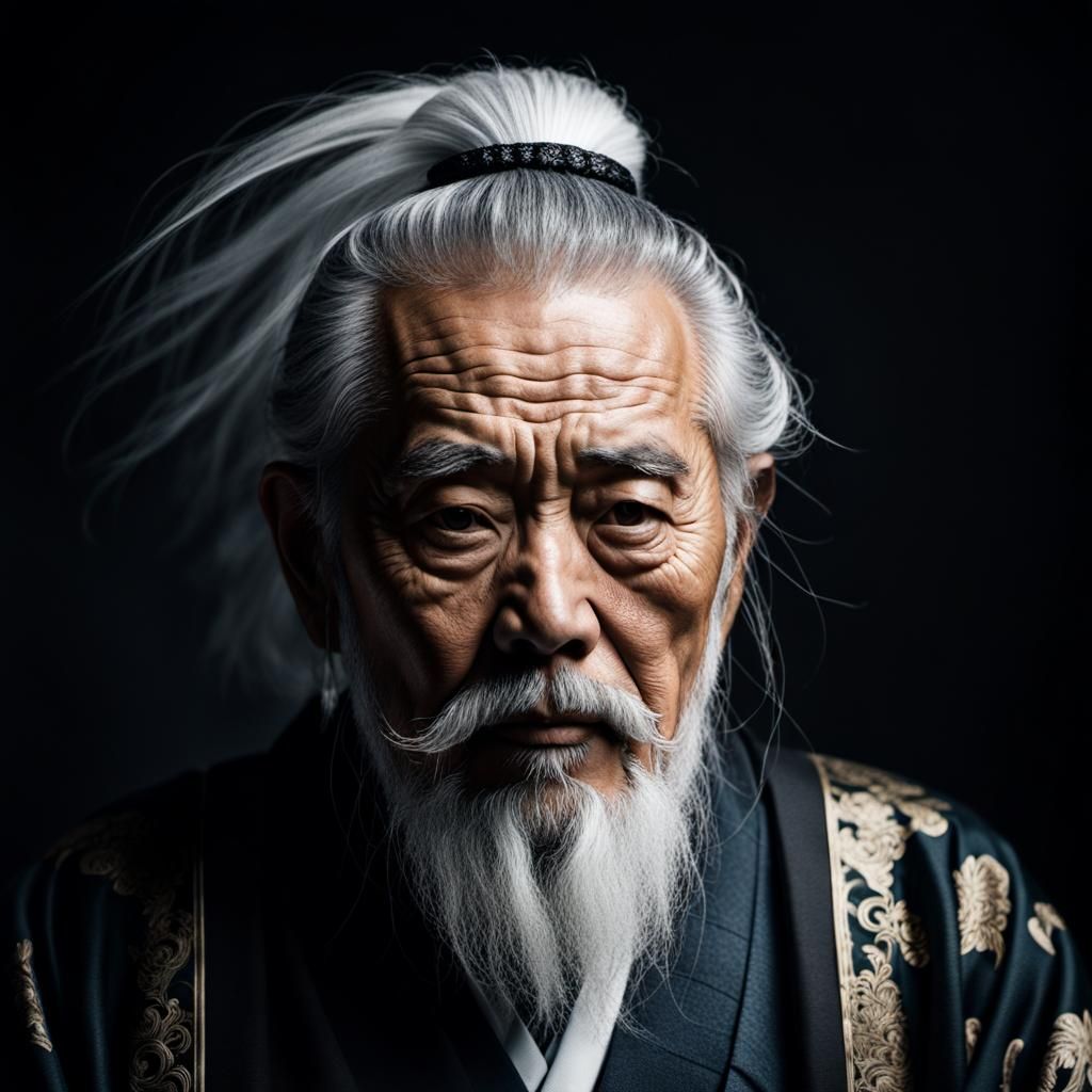 Wise Old Man in Chiaroscuro Fantasy Art