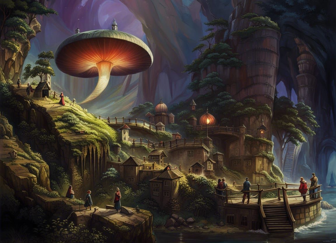 Fantasy Troll Cave with Art Deco Architecture