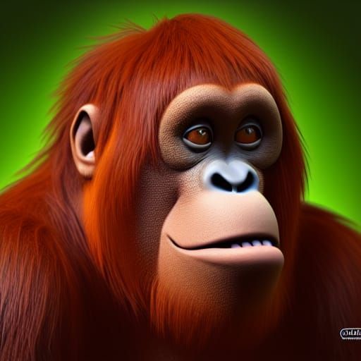 Orangutan in Pixar Style 3D Digital Art