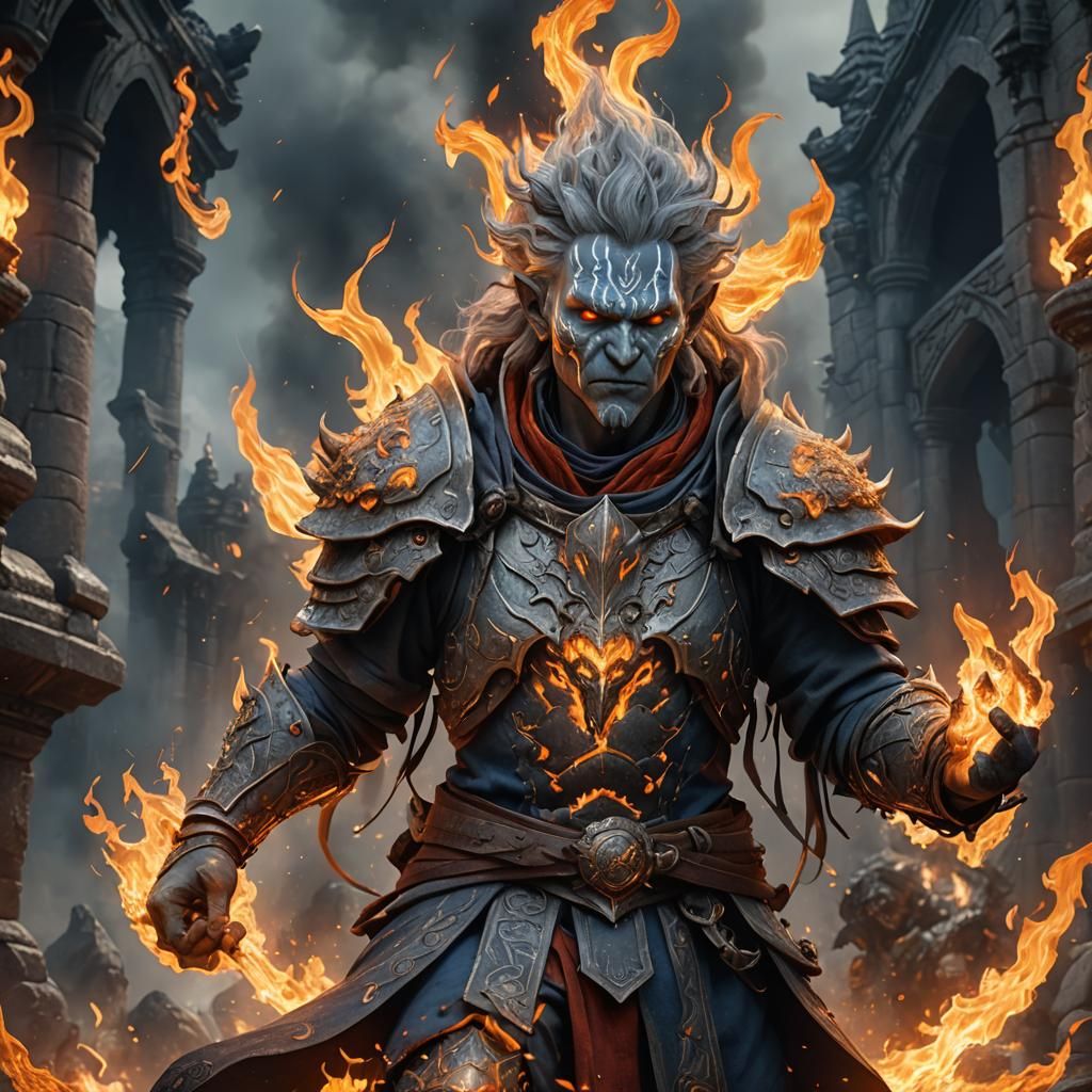 Fiery Haired Genasi Fantasy Concept Art