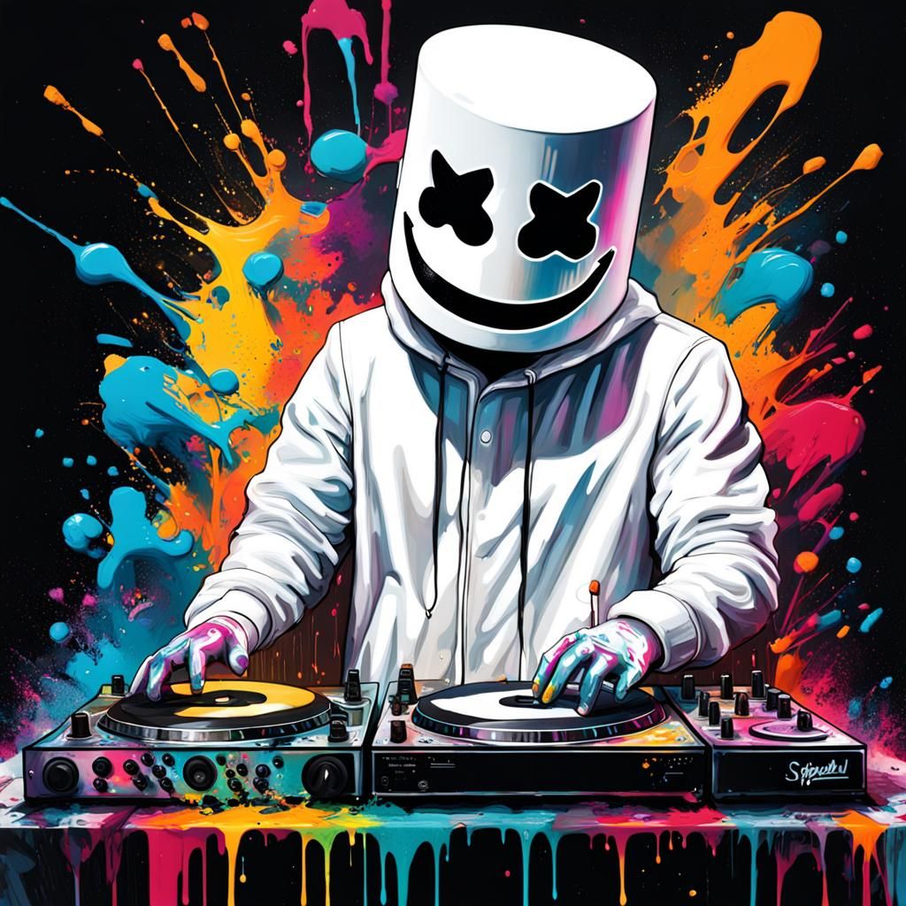 Marshmello playing on Dj set