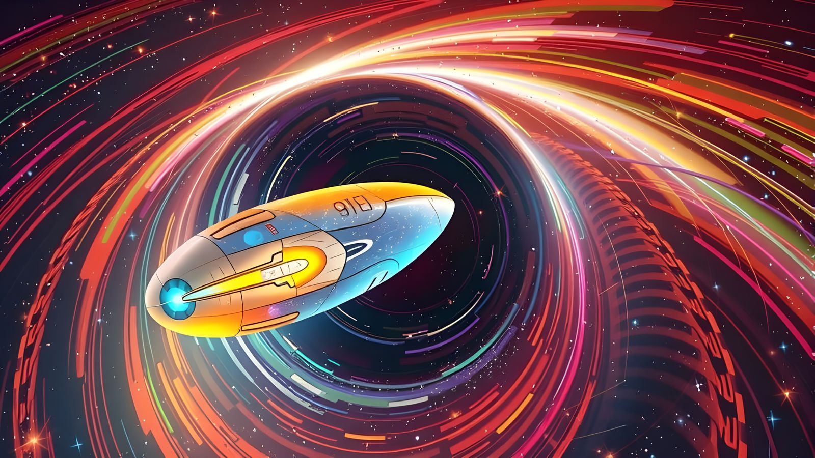 Capsule Races Through Colorful Star Vortex