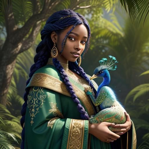 Wizard with Peacock: Cinematic Fantasy Art