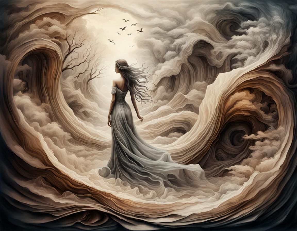 Delicate Paper Dreamscape in Surreal Style