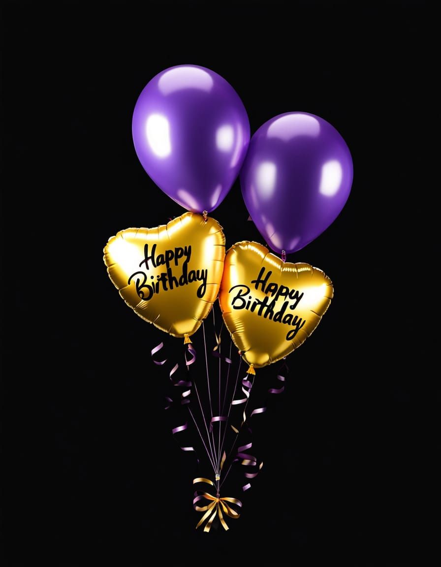Happy Birthday Balloons Against Black Background