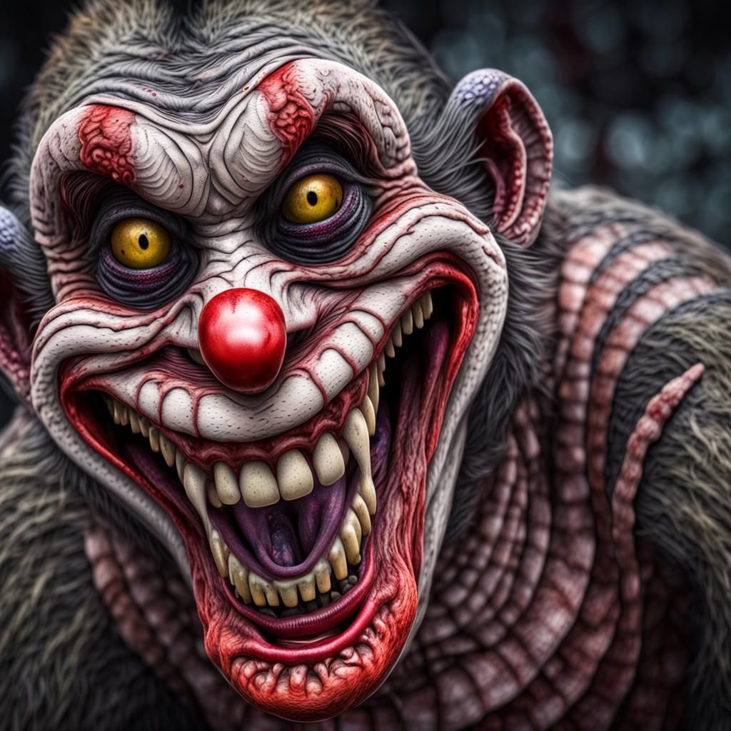 Nightmarish Zombie Hybrid Creature Grinning Maniacally