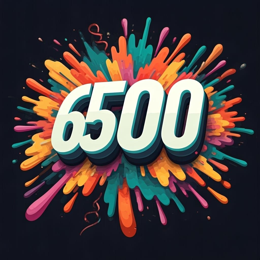 Graffiti Mural with Number 600 in Street Art Style